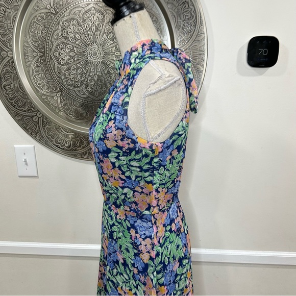 Shoshanna Midnight - Blue and Green Floral Maxi Dres with Silver Accents  Size 4 - Picture 5 of 11